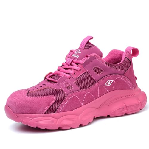Rojeam Sicherheitsschuhe Damen Herren Arbeitsschuhe mit Stahlkappe Stahlkappenschuhe Atmungsaktiv Rosa 39 EU von Rojeam