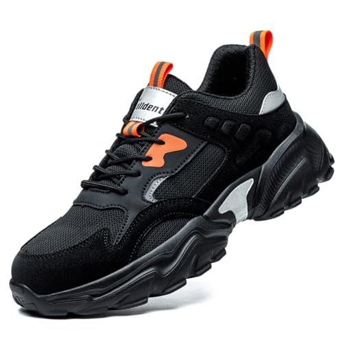 Rojeam Sicherheitsschuhe Damen Herren Arbeitsschuhe mit Stahlkappe Stahlkappenschuhe Atmungsaktiv Schwarz 39 EU von Rojeam