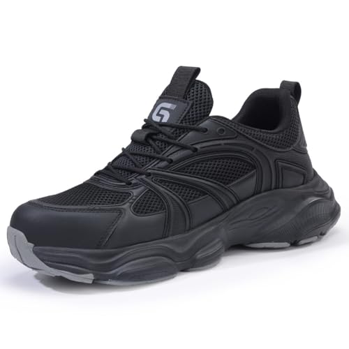Rojeam Sicherheitsschuhe Damen Herren Arbeitsschuhe mit Stahlkappe Stahlkappenschuhe Atmungsaktiv Schwarz 41 EU von Rojeam