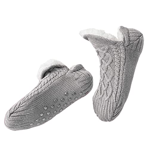 Rojeam Winter Socken Damen Herren Damen Kinder Hüttensocken Anti-Rutsch Strick Hausschuhe Haussocken Warm Dicke Pantoffel Socken 1 Paar von Rojeam