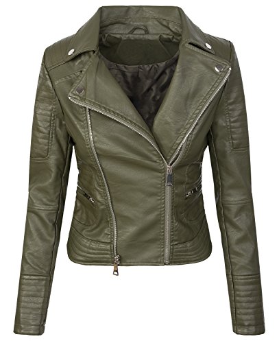 Rock Creek Damen Kunstleder Jacke Übergangs Jacke D-287 [ PU-2316 Khaki L ] von Rok Creek Selection