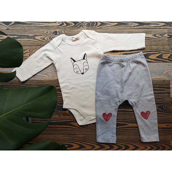 Róka - fair clothing Baby Set 12-18 Monate - Body "Fuchs" und Hose "Herz" von Róka - fair clothing