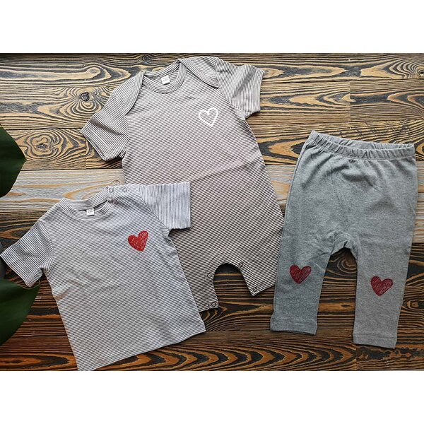 Róka - fair clothing Baby Set 12-18 Monate - Strampler, T-Shirt und Hose "Herz" von Róka - fair clothing