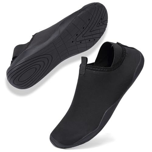 Rokiemen Badeschuhe Wasserschuhe Herren Damen Barfußschuhe Strandschuhe Schnell Trocknend Aquaschuhe Sommer Schwimmschuhe Surfschuhe Atmungsaktiv rutschfeste 2-Schwarz EU 39 von Rokiemen