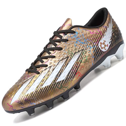 Rokiemen Fußballschuhe Herren Microfaser Cleats Professionelle Stollen Spikes Jungen Kunstrasen Fussballschuhe Athletics Trainingsschuhe Outdoor Sportschuhe Gold EU 35 von Rokiemen