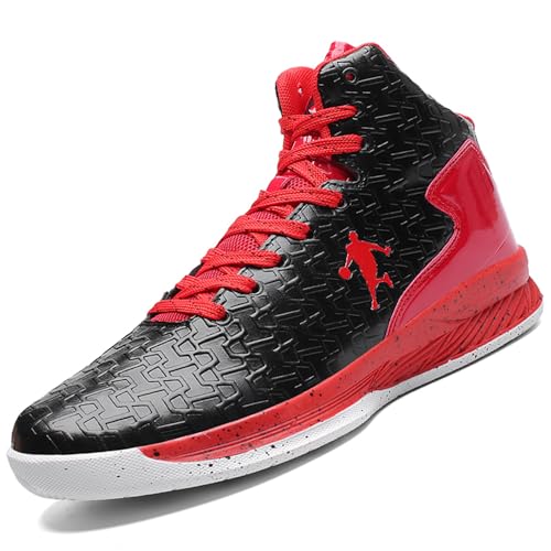 Rokiemen Herren Basketballschuhe High-Top Turnschuhe leichte atmungsaktive Jungen Laufschuhe Gym Sneaker Outdoor Mode Sportschuhe Schwarz Rot EU 37 von Rokiemen