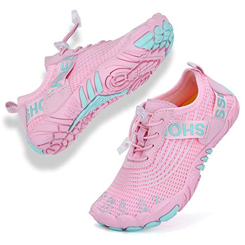 Rokiemen Kinder Badeschuhe Aquaschuhe Jungen Mädchen Schnell Trocknend Wasserschuhe Pool Trandschuhe Outdoor Sport Sandalen Pink 28 EU von Rokiemen