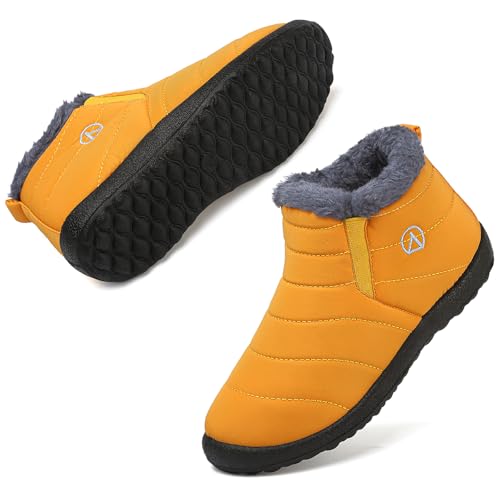 Rokiemen Kinder Winterstiefel Jungen Mädchen Warm Gefütterte Schneestiefel Wasserdicht Winterschuhe Outdoor rutschfest Winterboots 1-Braun 33 EU von Rokiemen