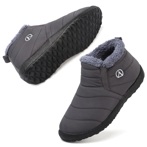 Rokiemen Kinder Winterstiefel Jungen Mädchen Warm Gefütterte Schneestiefel Wasserdicht Winterschuhe Outdoor rutschfest Winterboots 1-Grau 31 EU von Rokiemen