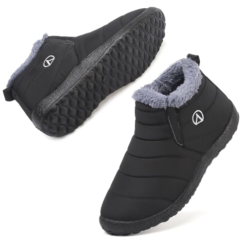 Rokiemen Kinder Winterstiefel Jungen Mädchen Warm Gefütterte Schneestiefel Wasserdicht Winterschuhe Outdoor rutschfest Winterboots 1-Schwarz 31 EU von Rokiemen