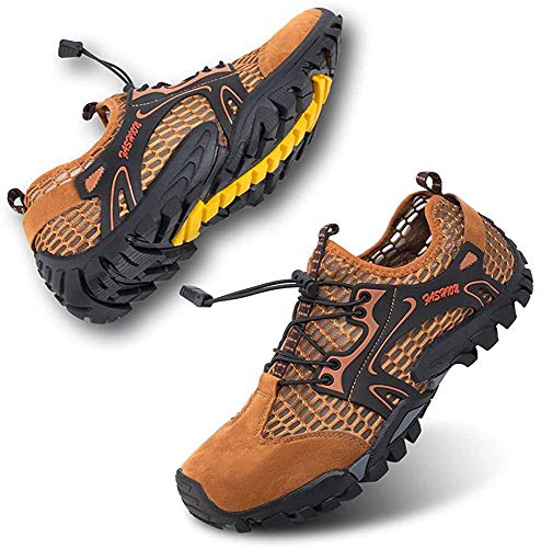 Rokiemen Wanderschuhe Herren Sportsandale Sommer Sandale Outdoor Trekkingschuhe Anti-Rutsch Atmungsaktiv Schnell Trocknend Wassersportschuhe Braun 40 EU von Rokiemen