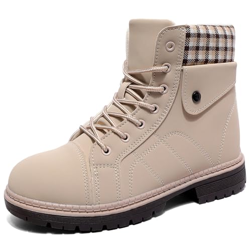 Rokiemen Winterschuhe Damen Winterstiefel Warme Stiefeletten Mädchen Outdoor Rutschfeste Arbeitsschuhe Trekking Wanderschuhe Beige EU37 von Rokiemen