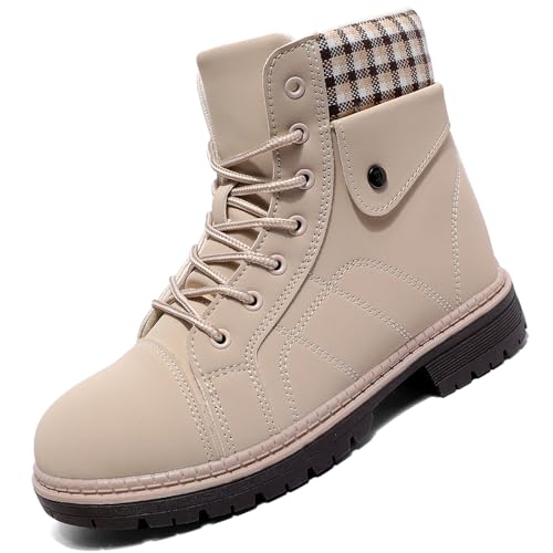 Rokiemen Winterschuhe Damen Winterstiefel Warme Stiefeletten Mädchen Outdoor Rutschfeste Arbeitsschuhe Trekking Wanderschuhe Beige EU40 von Rokiemen
