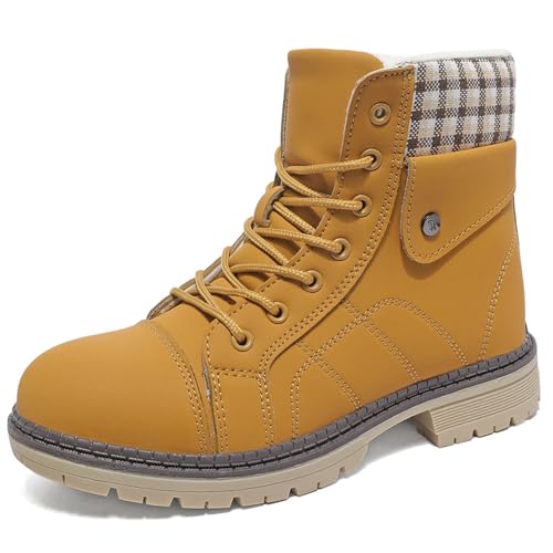 Rokiemen Winterschuhe Damen Winterstiefel Warme Stiefeletten Mädchen Outdoor Rutschfeste Arbeitsschuhe Trekking Wanderschuhe Braun EU38 von Rokiemen