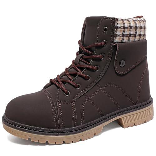 Rokiemen Winterschuhe Damen Winterstiefel Warme Stiefeletten Mädchen Outdoor Rutschfeste Arbeitsschuhe Trekking Wanderschuhe Dunkel Braun EU42 von Rokiemen
