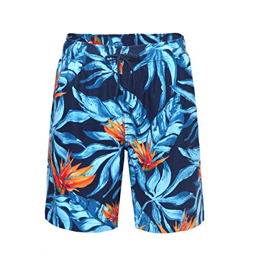 Rokka&Rolla Herren Badehose Quick Dry Boardshorts Badeanzug mit Netzfutter, Tropisches Blumenmuster, S von Rokka&Rolla