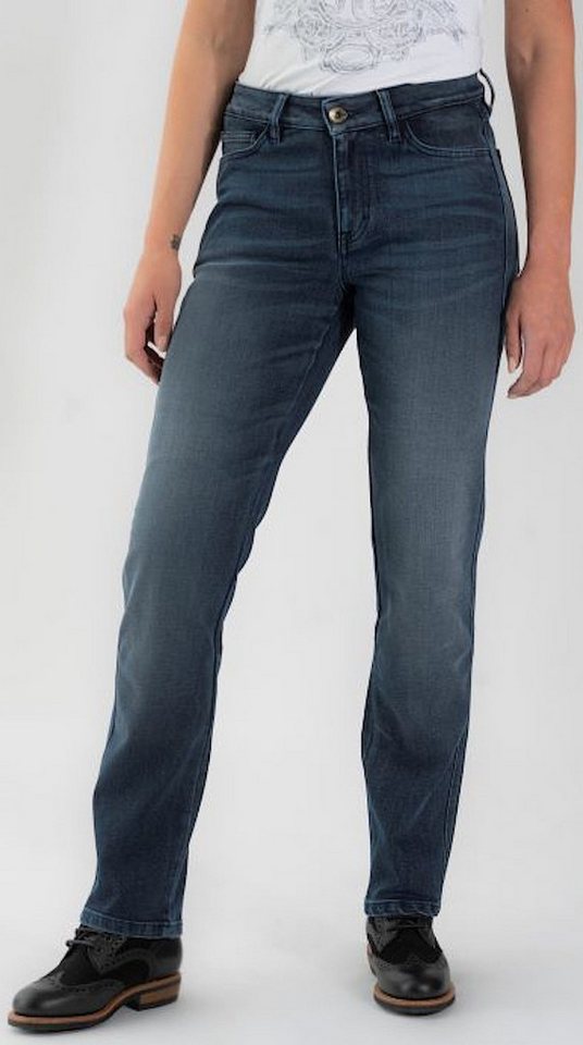 Rokker Motorradhose Tech Mid Straight Damen Motorradjeans Knieprotektoren enthalten von Rokker