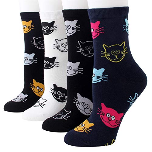 Rembcom Damen Baumwolle Socken 5 Paar - Süße Lustige Bunte Thermal Socken Atmungsaktiv We (Meow) von Rokmym