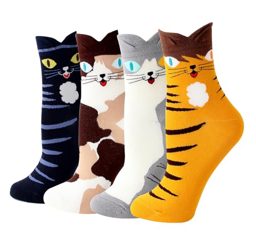 Rokmym Damen Baumwolle Socken 5 Paar - Süße Lustige Bunte Thermal Atmungsaktiv We (Hai) von Rokmym