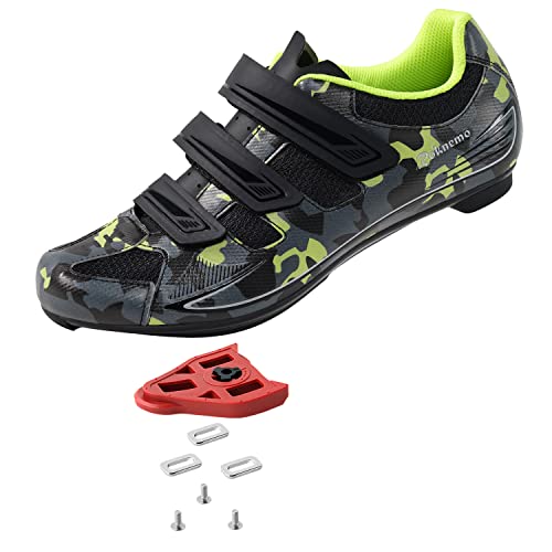 Unisex Fahrradschuhe mit Look Delta Cleats - Peloton Kompatibel Spin Schuhe mit SPD Clips - Indoor Rennrad Schuhe für Herren Damen, Grün, 15.5 US Women/14 US Men von Roknemo