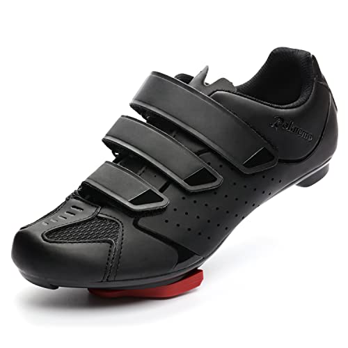 Uni Fahrradschuhe mit Look Delta Cleats - Peloton Kompatibel Spin Schuhe mit SPD Clips - Indoor Shimano Rennrad für Herren Damen, Schwarz, 16.5 Women/15 Men von Roknemo