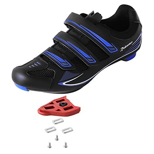 Unisex-Fahrradschuhe, Größe 14, Peloton-kompatibel, Herren-Spin-Schuhe mit Delta-Stollen, Indoor-Rennräder, SPD-Clips, Schwarz/Blau, 16.5 Women/15 Men von Roknemo