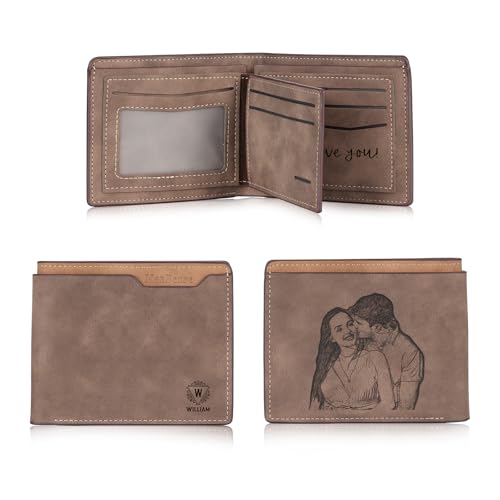 RolaOnly Foto Geldbörse Personalisierte Herren Leder Geldbörse mit Gravur Brieftasche ür Familie Freund Geschenk zum Valentinstag Vatertag (# 5) von RolaOnly