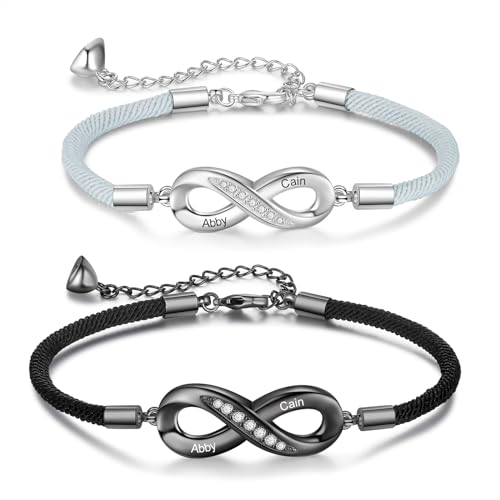 RolaOnly Personalisierte Paar Armbänder mit Gravur Namen Liebespaar Armbänder für 2 Infinity passendes Set Partner Armbänder Geschenke für Freund Freundin Valentinstag (Stil 7) von RolaOnly