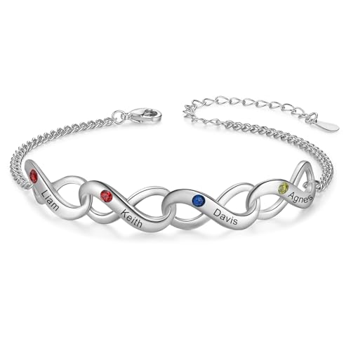 RolaOnly Personalisiertes Armband mit Namen Geburtsstein Armband für Mama mit Namen der Kinder Geschenke für Muttertag Weihnachtsfeiertag Geburtstag von RolaOnly