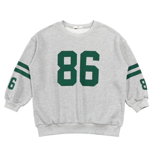 Rolanko Kinder Mädchen Sweatshirt lose T-Shirt Langarm Top Rundhals Pullover Baumwolle Langarmshirts(Grau,Etikettengröße:130) von Rolanko