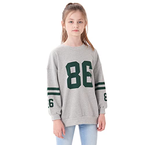 Rolanko Kinder Mädchen Sweatshirt lose T-Shirt Langarm Top Rundhals Pullover Baumwolle Langarmshirts(Grau,Etikettengröße:150) von Rolanko