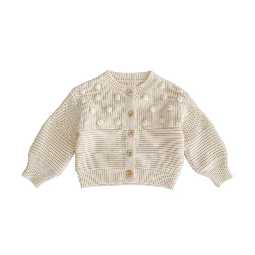 Rolanko Baby Mädchen Baumwolle Strickjacke Cardigan mit Knopfleiste(Aprikose, Größe:90) von Rolanko