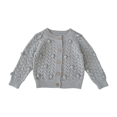 Rolanko Baby Mädchen Baumwolle Strickjacke Cardigan mit Knopfleiste(Grau, Größe:73) von Rolanko