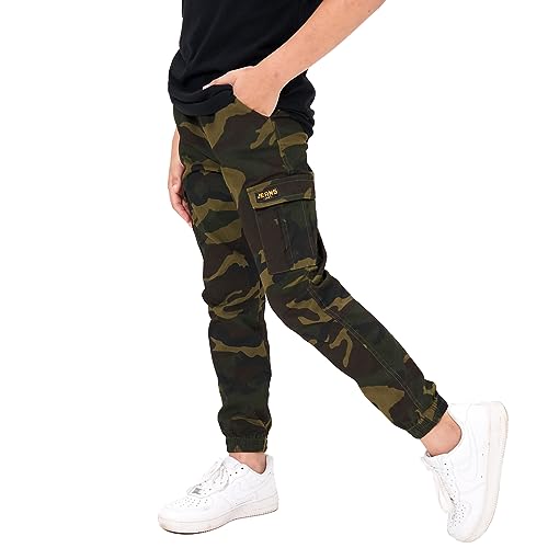 Rolanko Hose Für Jungen Joggerhose Camouflage Baumwolle Mit Elastischem Bund Für Kinder Slim Fit, Tarnfarbe Grün Größe: 170/13-15 Jahre von Rolanko