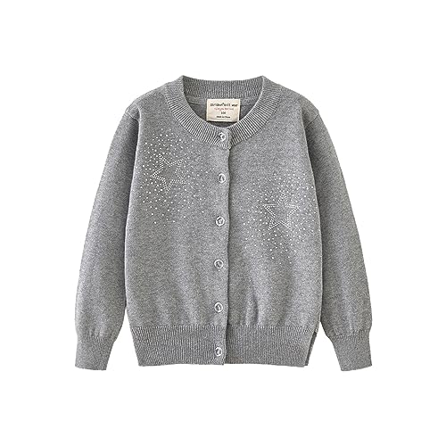 Rolanko Mädchen Bolero Strickjacken, Langarm Baumwolle Basic Schulkleidung, Rundhalsausschnitt Pullover Cardigan, (Grau, Größe: 110/4-5 Jahre) von Rolanko