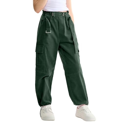 Rolanko Mädchen Cordhosen Weite Cargo Hosen Elastische Taille mit Gürtel Baumwolle Jogginghose Kinder Kordhose, Grün, Größe: 13-15 Jahre/170 Rolanko Mädchen Cordhosen Weite Cargo Hosen Elastische Taille mit Gürtel Baumwolle Jogginghose Kinder Kordhose, Grün, Größe: 13-15 Jahre/170 von Rolanko
