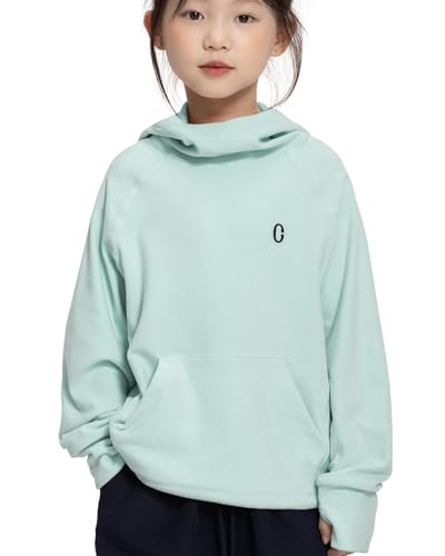 Rolanko Mädchen Hoodies Fleece Sweatshirts Langarm Gemütlicher Leichter Kapuzenpullover Oberteile mit Tasche, Kinder Warme Sportliche Oberbekleidung, Grün, 9-10 Jahre, 140 von Rolanko