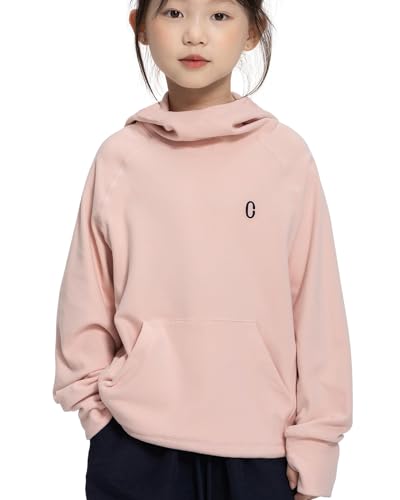 Rolanko Mädchen Hoodies Fleece Sweatshirts Langarm Gemütlicher Leichter Kapuzenpullover Oberteile mit Tasche, Kinder Warme Sportliche Oberbekleidung, KoralleRosa, 10-11 Jahre, 150 von Rolanko