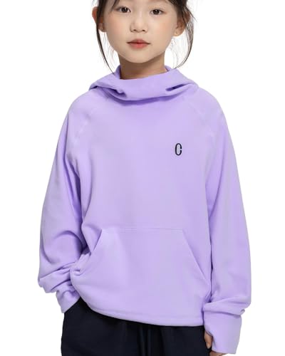 Rolanko Mädchen Hoodies Fleece Sweatshirts Langarm Gemütlicher Leichter Kapuzenpullover Oberteile mit Tasche, Kinder Warme Sportliche Oberbekleidung, Lila, 10-11 Jahre, 150 von Rolanko
