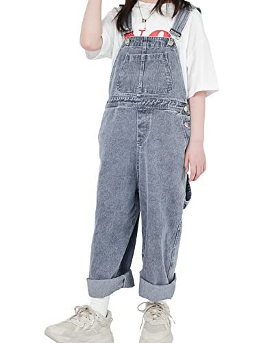 Rolanko Mädchen Kinder Jeans Latzhose Jumpsuit Lange Hose Overall mit Verstellbaren Hosenträgern, Blue Pocket, Größe:130 von Rolanko