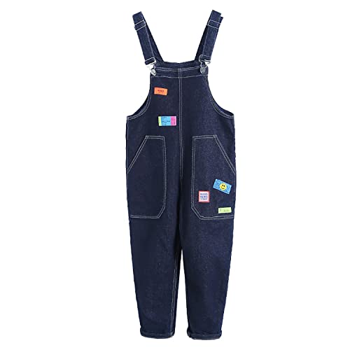 Rolanko Mädchen Kinder Jeans Latzhose Jumpsuit Lange Hose Overall mit Verstellbaren Hosenträgern, Marine, Größe:140 von Rolanko