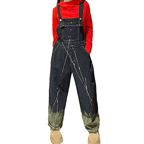 Rolanko Mädchen Kinder Jeans Latzhose Jumpsuit Lange Hose Overall mit Verstellbaren Hosenträgern, Schwarz, Größe:130 von Rolanko