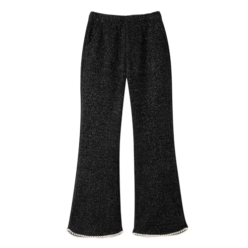 Rolanko Mädchen Schlaghosen, Elastische Taille Glänzende Gerippte Samt Bootcut Schlaghosen Leggings mit Perlen Kinder Warme Jogginghosen mit Taschen, Schwarz, Größe: 8-9 Jahre/ 140 Rolanko Mädchen Schlaghosen, Elastische Taille Glänzende Gerippte Samt Bootcut Schlaghosen Leggings mit Perlen Kinder Warme Jogginghosen mit Taschen, Schwarz, Größe: 8-9 Jahre/ 140 von Rolanko