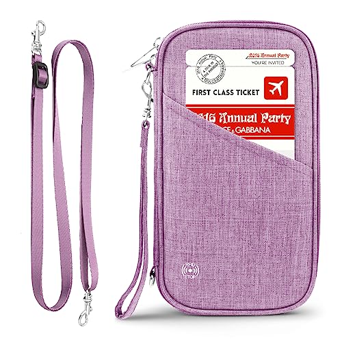 Reisepasshülle, RFID-Passhülle mit Impfkartenschlitz, für Familie und Damen und Herren, Reisedokumenten-Organizer mit abnehmbarem Handgelenk-Crossbody-Gurt (blau), Violett, Modern von Rolapa