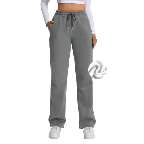 Rolcoassuns Damen Jogginghose mit Fleece Futter, Winter Jogginghose mit Thermo Fleece Futter und Taschen Warmer Dicker Trainingsanzug für Freizeit, Fitnessstudio und Joggen von Rolcoassuns