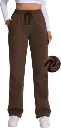 Rolcoassuns Damen Jogginghose mit Fleece Futter, Winter Jogginghose mit Thermo Fleece Futter und Taschen Warmer Dicker Trainingsanzug für Freizeit, Fitnessstudio und Joggen von Rolcoassuns
