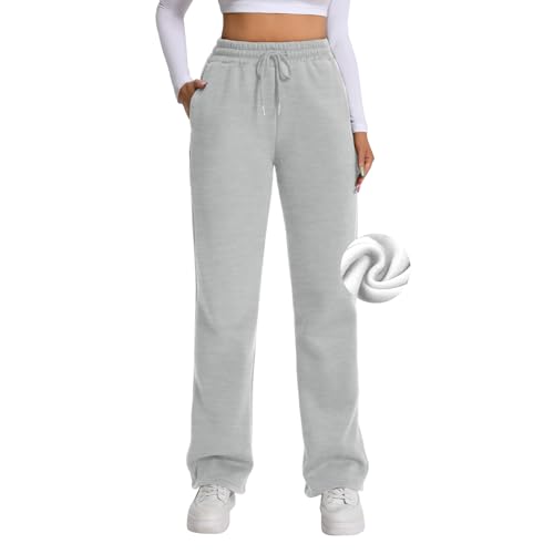 Rolcoassuns Damen Jogginghose mit Fleece Futter, Winter Jogginghose mit Thermo Fleece Futter und Taschen Warmer Dicker Trainingsanzug für Freizeit, Fitnessstudio und Joggen von Rolcoassuns