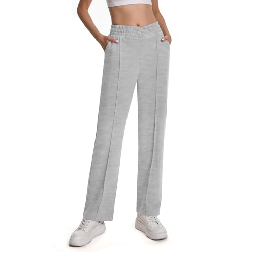 Rolcoassuns Damen Sweatpants mit Taschen Einfarbiger Trainingsanzug V-Crossover Baggy Elastische Taille Jogginghose für Freizeit, Hip-Hop, Fitnessstudio und Jogging von Rolcoassuns