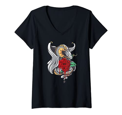 Damen RPG Roleplaying games Gamer Drachen Pen and Paper Brettspiel T-Shirt mit V-Ausschnitt Damen RPG Roleplaying games Gamer Drachen Pen and Paper Brettspiel T-Shirt mit V-Ausschnitt von Role Playing Game rpg gamer Fantasy Dragons Shirts