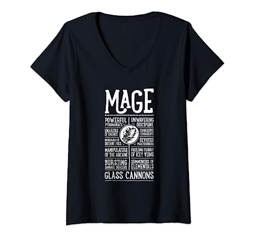 Damen WoW Magier Rollenspiel Spieler T-Shirt mit V-Ausschnitt Damen WoW Magier Rollenspiel Spieler T-Shirt mit V-Ausschnitt von Role Playing Gamers